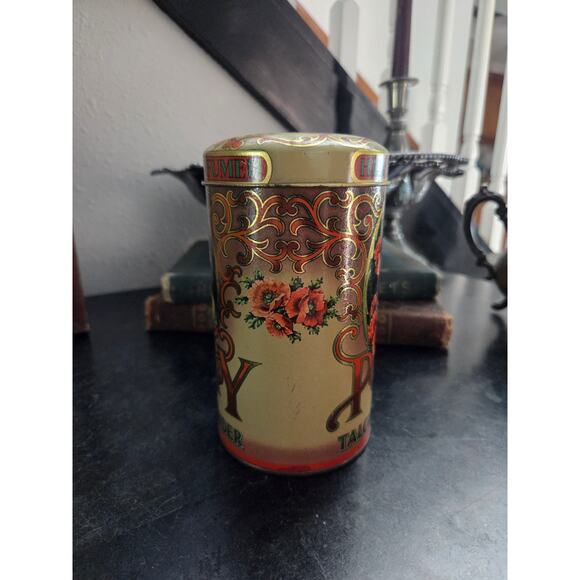Daher Poppy Talcum Powder Tin 6" Made in England Victorian Art Nouveau Style - Picture 7 of 10